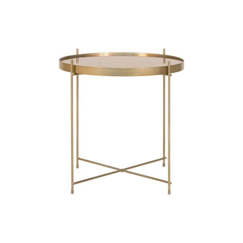 ROMA-Table basse acier couleur laiton et verre ø48cm