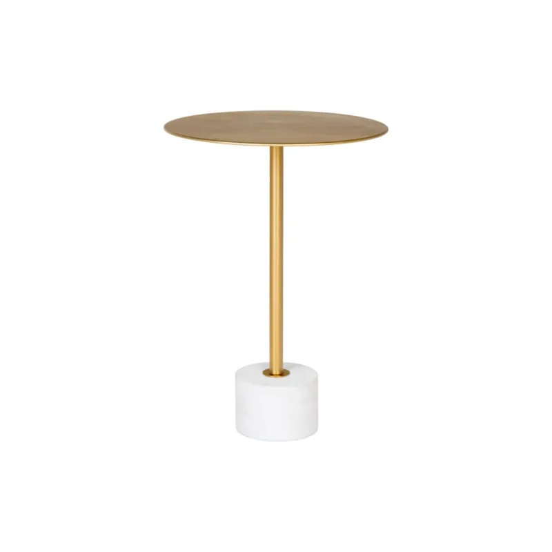 TWIN-Table d'appoint en acier laiton et marbre ø41 cm