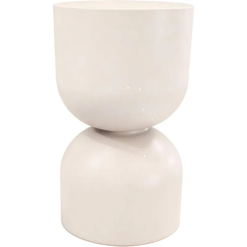 Bout de canapé en résine beige mat Ø25 cm