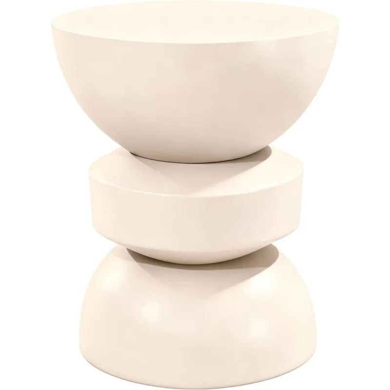 Bout de canapé en résine beige mat Ø32 cm