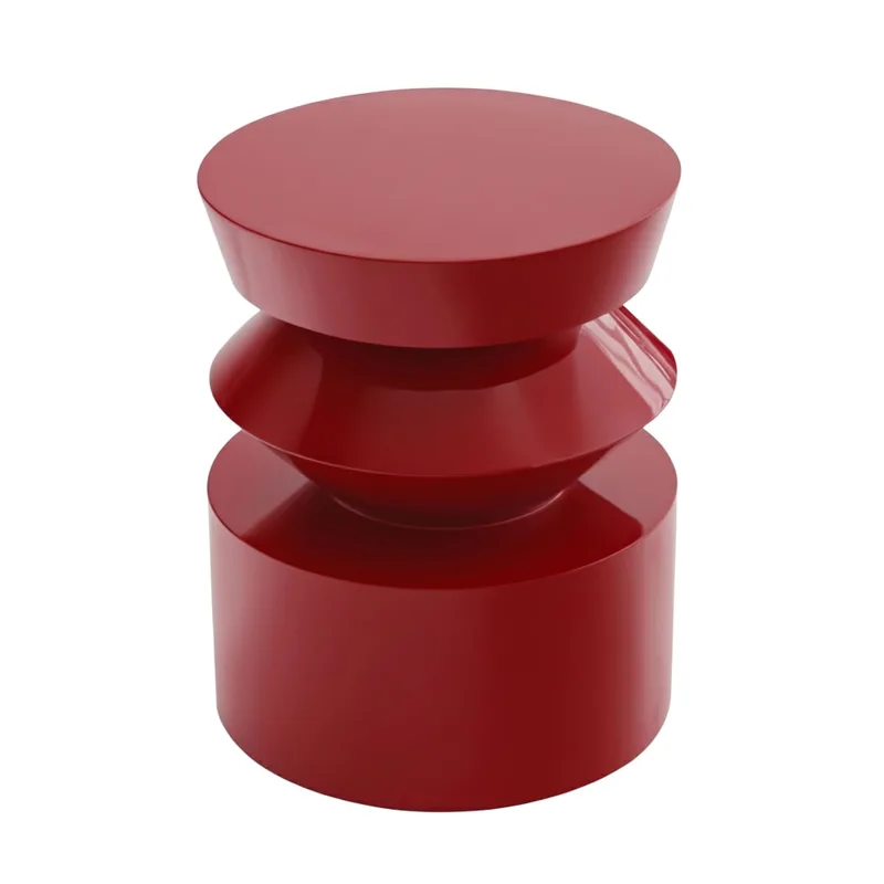 Table basse bout de canapé effet laqué rouge diam 40 cm