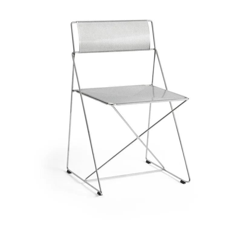 Chaise design en acier chromé 50x45x77 cm finition brillante