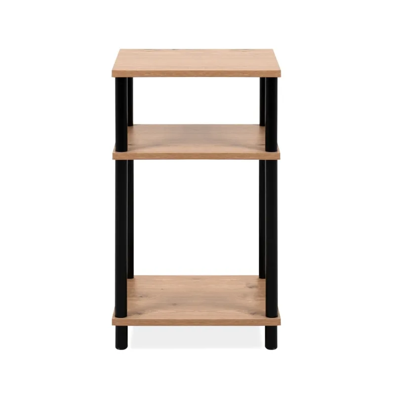 Table d'appoint avec 2 niches ouvertes H60 cm - Effet Chêne et Noir