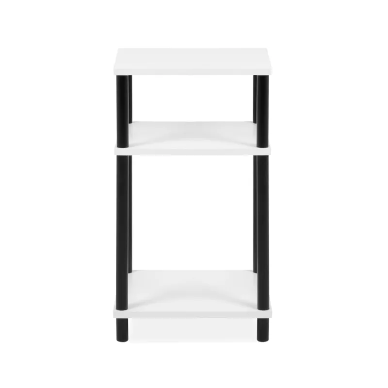 Table d'appoint avec 2 niches ouvertes H60 cm - Blanc et Noir