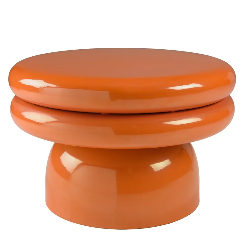 Table d'appoint design en fer couleur orange fluo