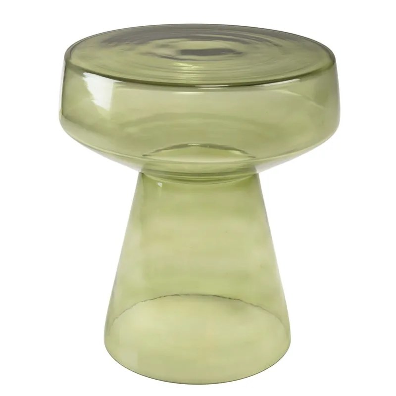 Table d'appoint design en verre transparent couleur vert