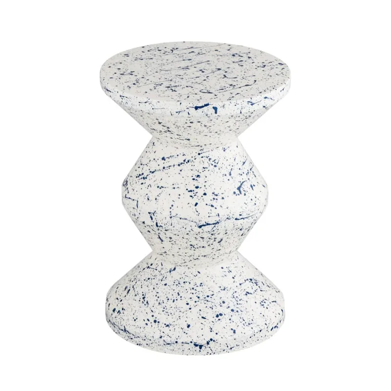 Table d'appoint, acier motif moucheté bleu