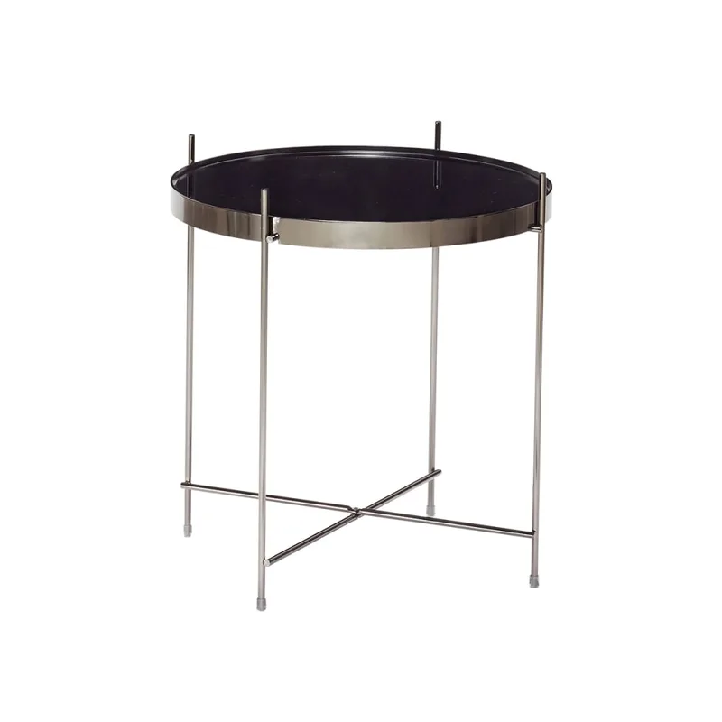 Table d en verre et fer noir