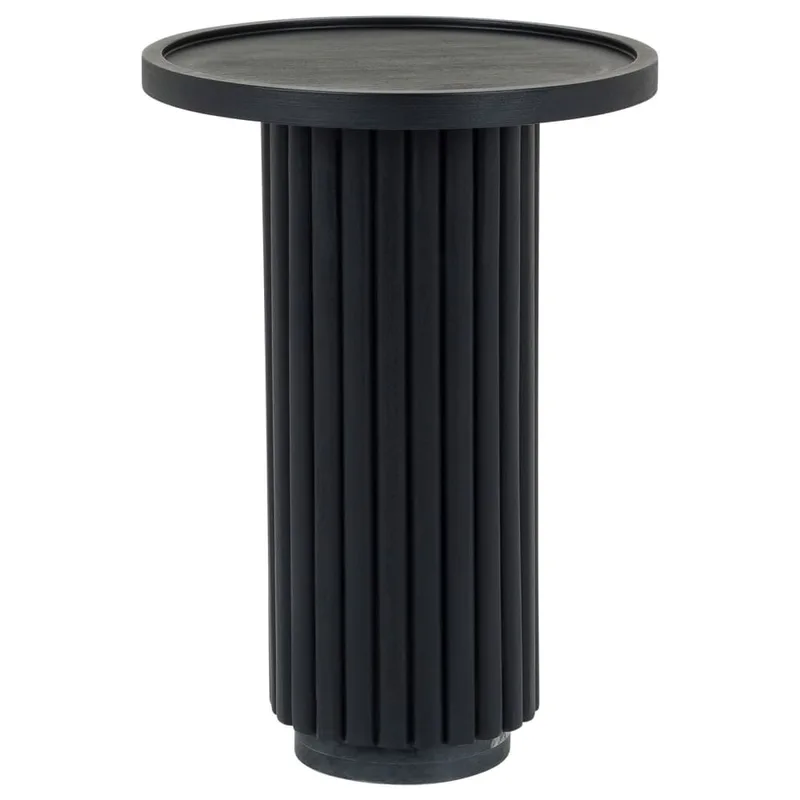 Table d'appoint ronde en bois massif et marbre, noir