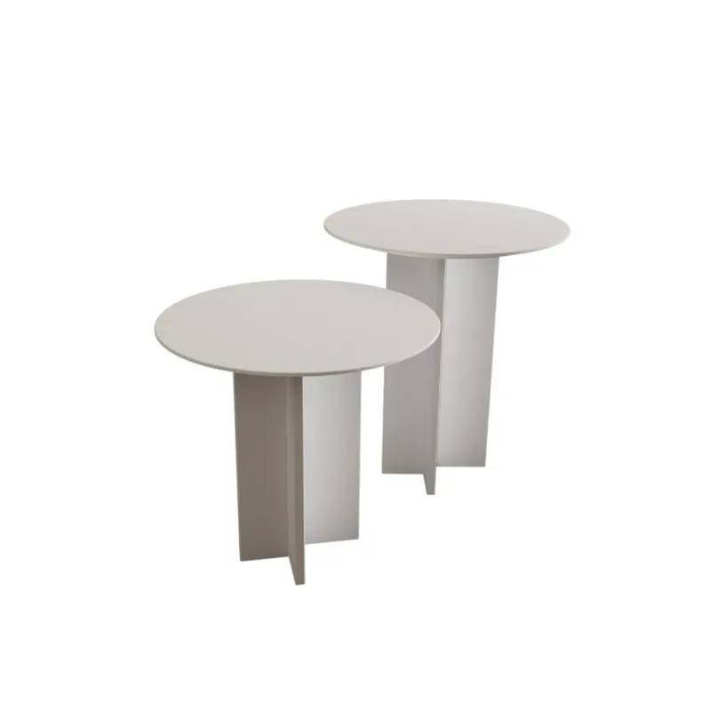 Lot de 2 tables basses rondes H45-55 cm - Blanc