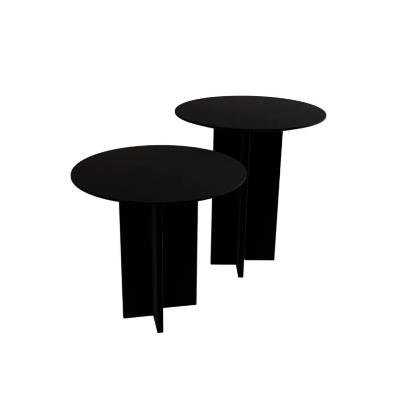 Lot de 2 tables basses rondes H45-55 cm - Noir