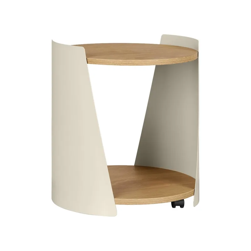 Table d'appoint métal courbé et décor bois beige