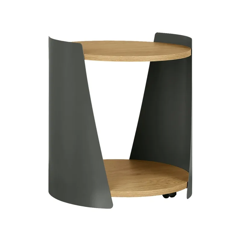 Table d'appoint métal courbé et décor bois vert