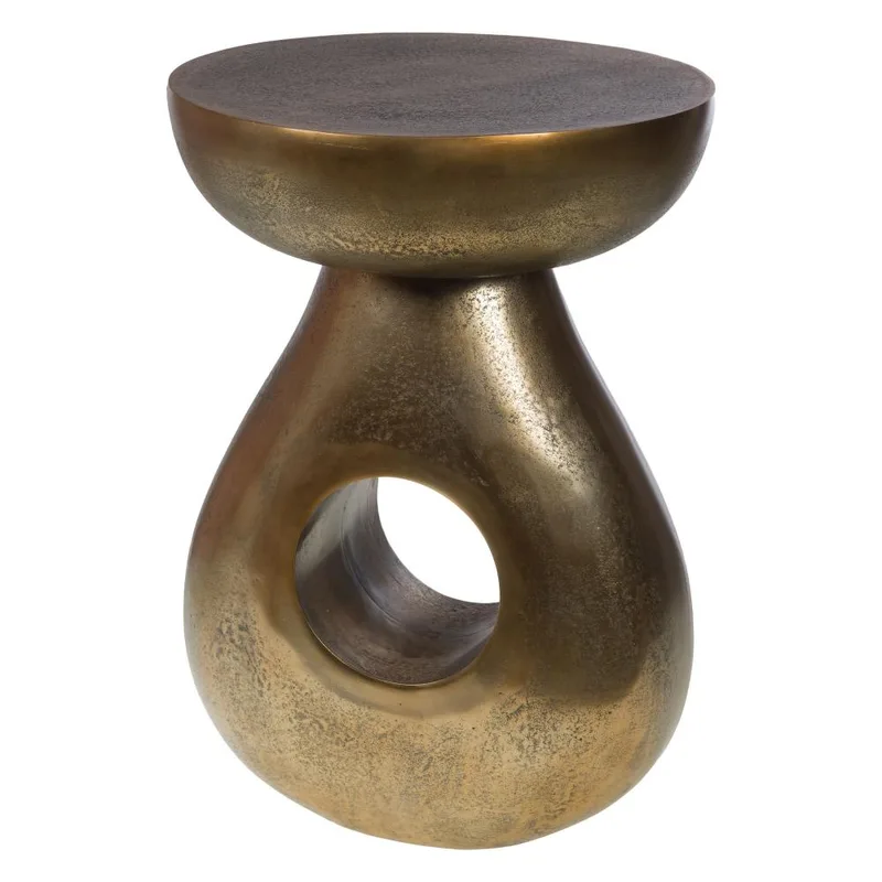 Bout de canapé Totem   jaune en aluminium