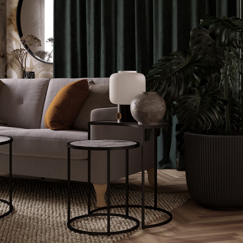 Dorel Home, tables gigognes en verre, photo du marchand