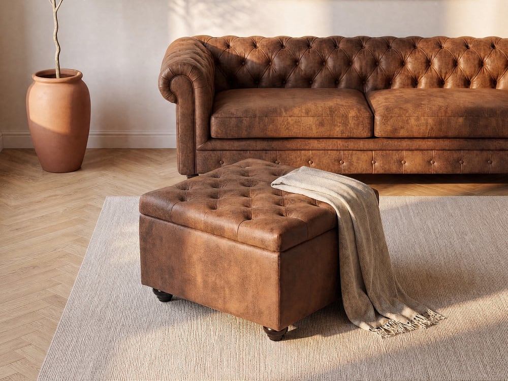 vente-unique.com, pouf en tissu ou velours, photo du marchand