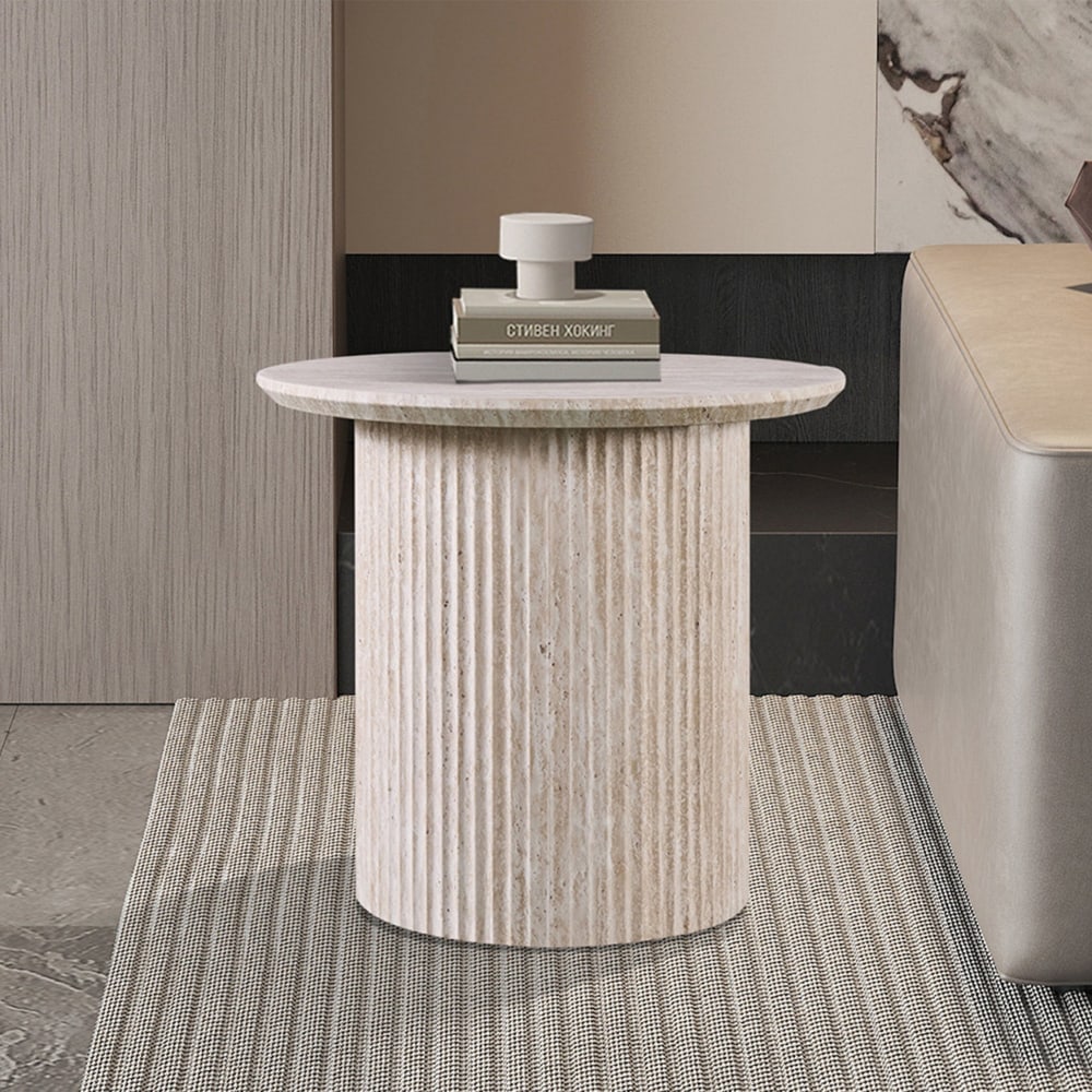 Mobilier Deco, table d’appoint en travertin, photo du marchand