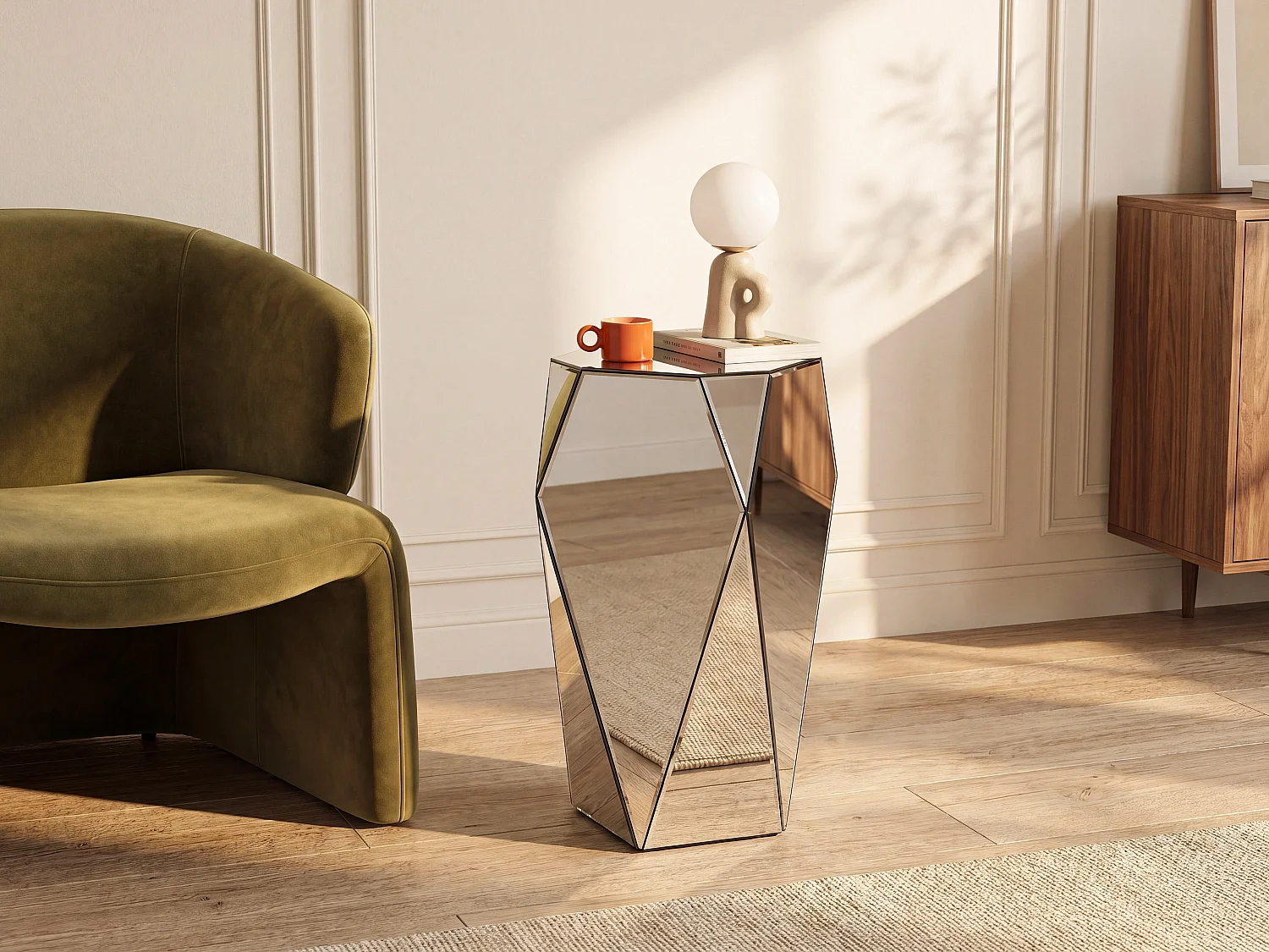 Vente-unique Sigrid, table d’appoint en verre, photo du marchand