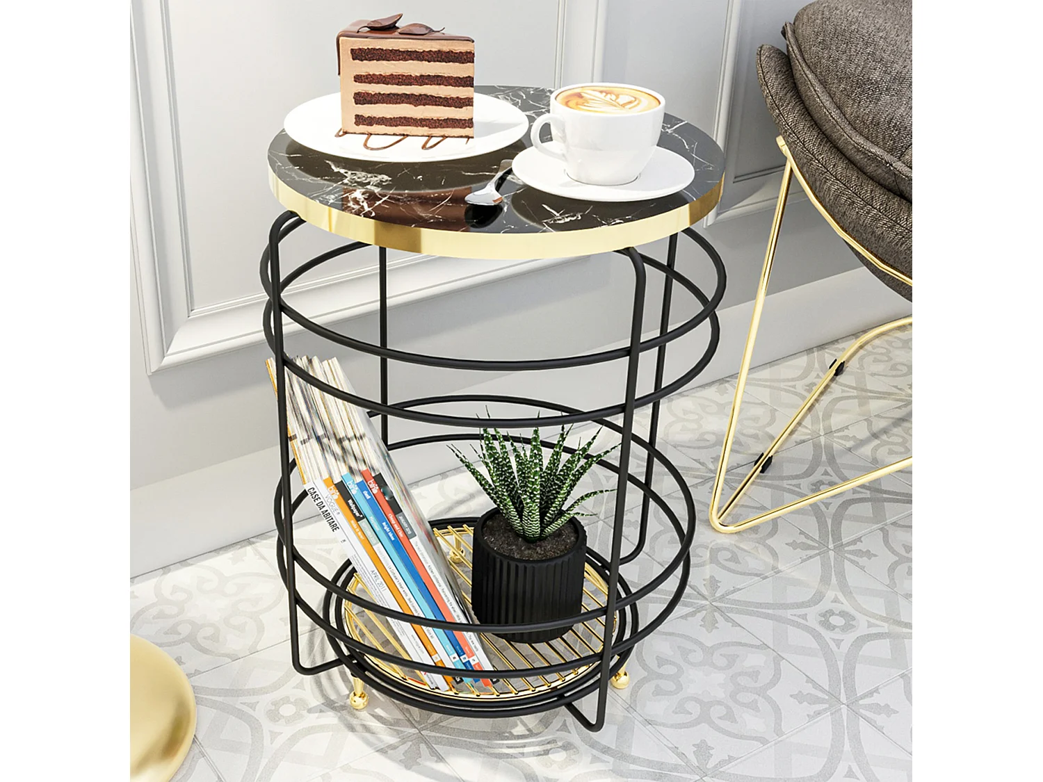 en.casa, table d’appoint en métal, photo du marchand