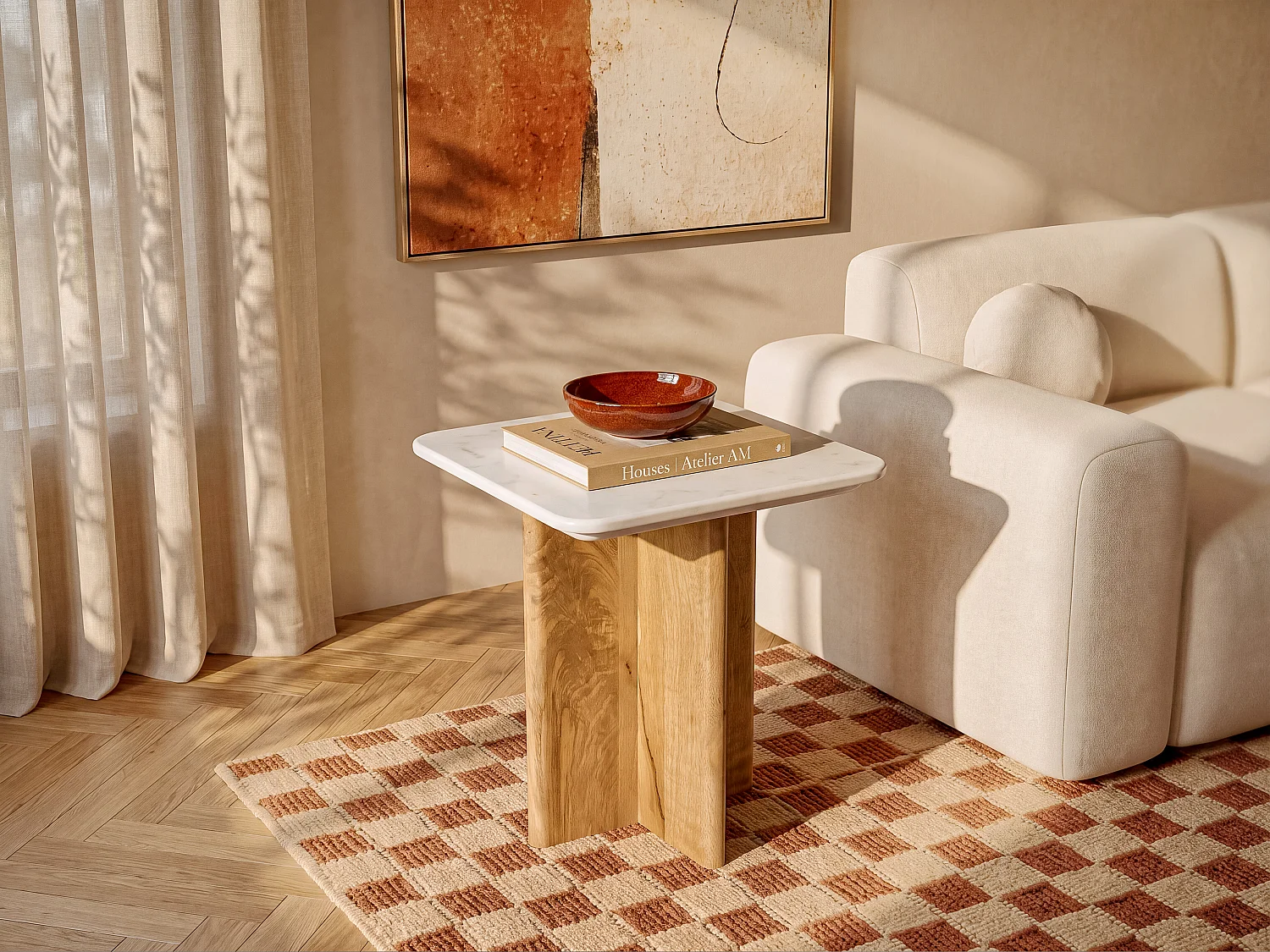 Vente-unique Neyalia, table d’appoint en marbre, photo du marchand
