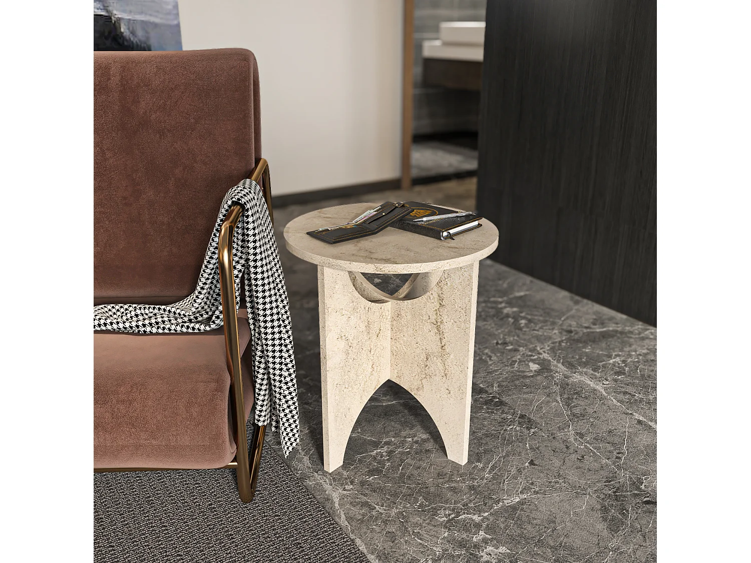 Vente-unique, table d’appoint en panneau, photo du marchand