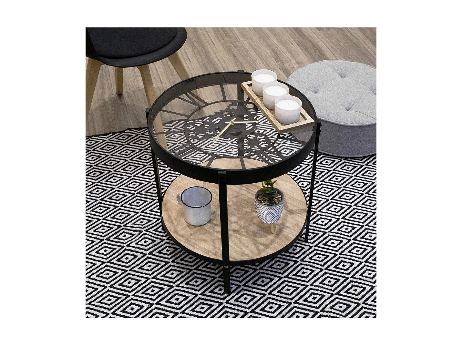 The Home Deco Factory Plateau Horloge, table d’appoint en métal, photo du marchand