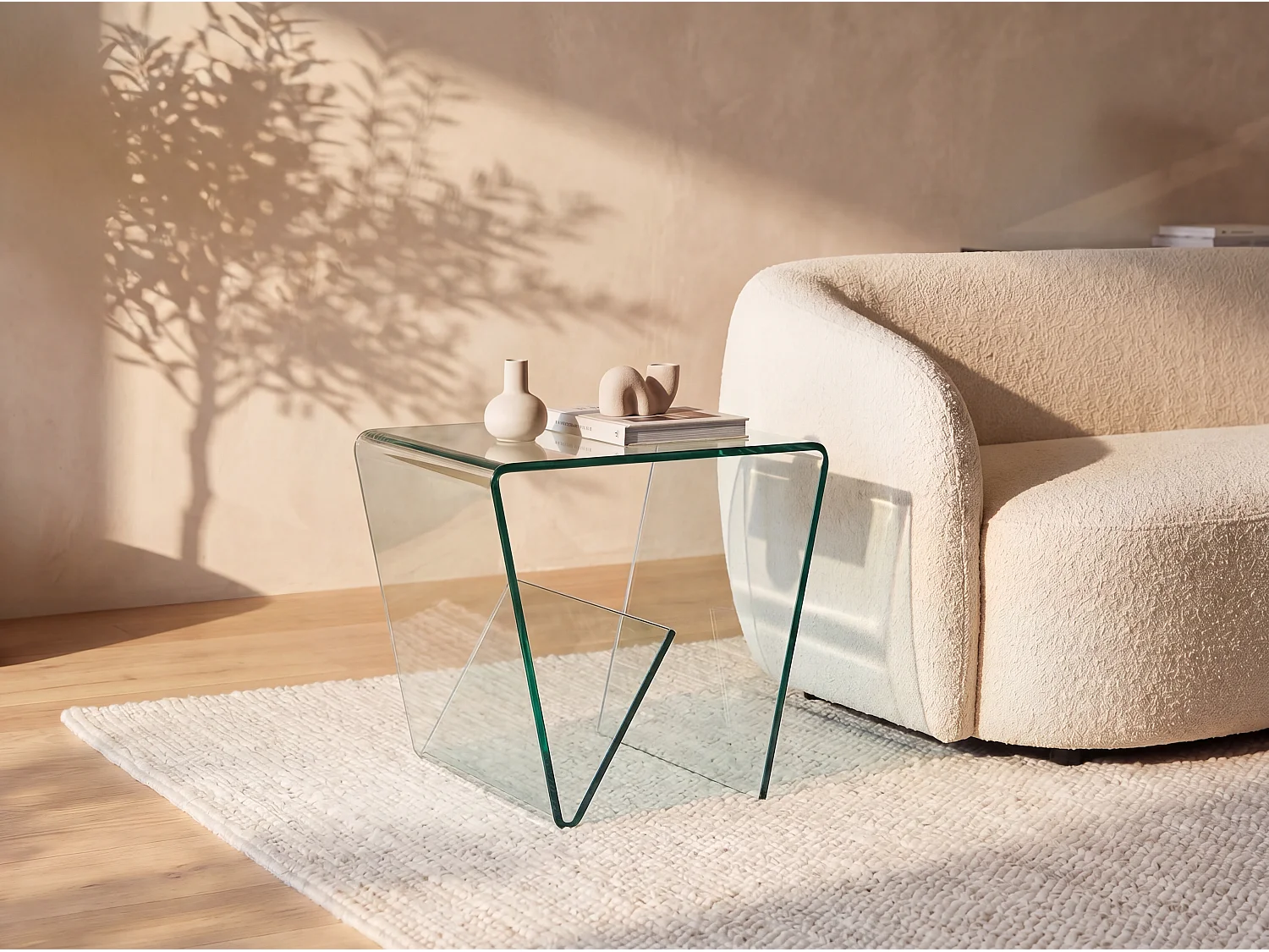 Vente-unique Zenia, table d’appoint en verre, photo du marchand